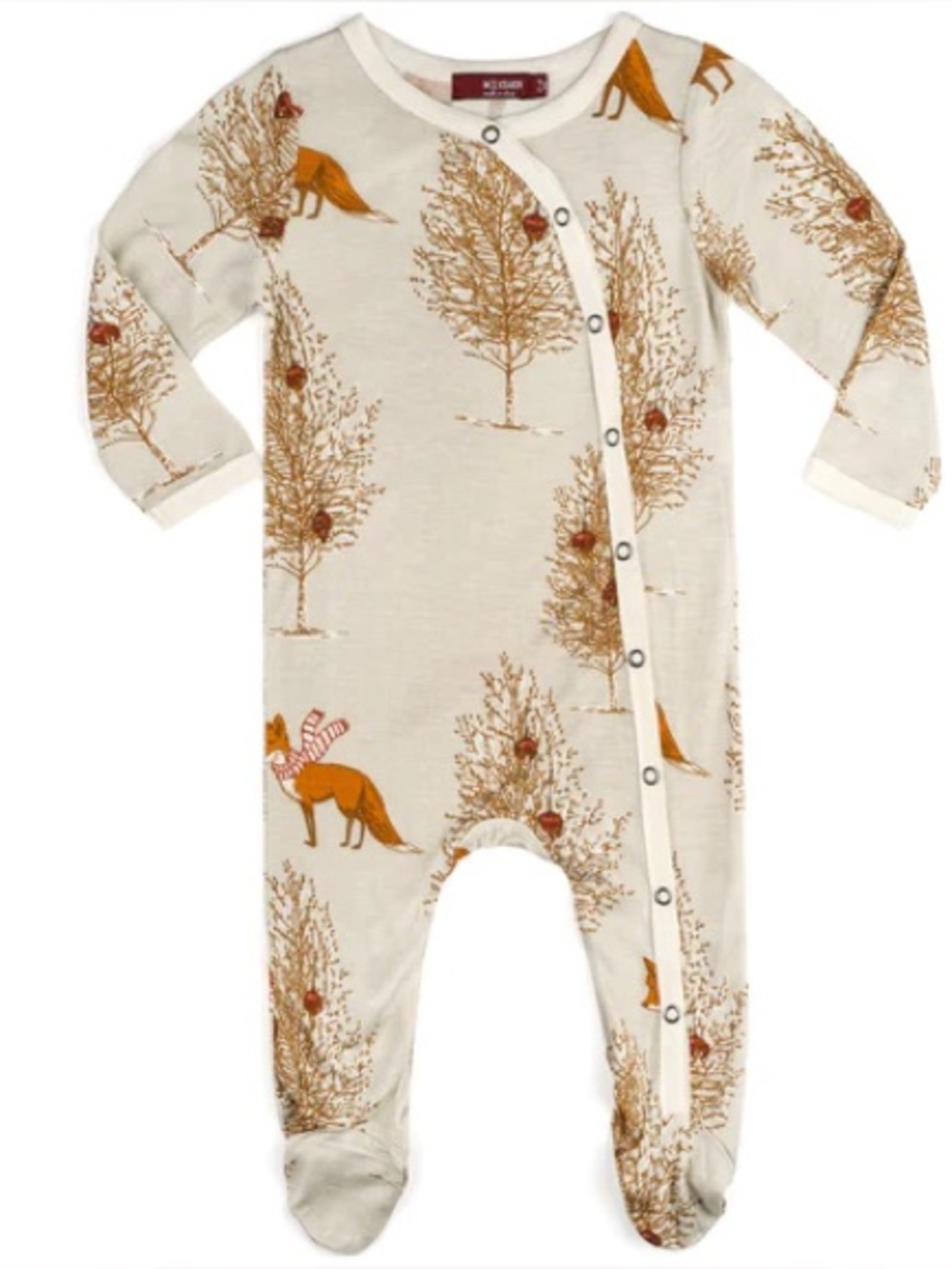 FLAWED Milkbarn | Christmas Fox Bamboo Snap Footed Romper | Size 9-12 Months
